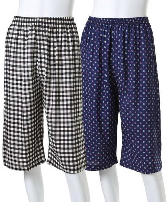 캐리루시 여성용 레이온 나염 7부 잠옷 바지 2p