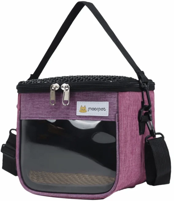 패션 휴대용 애완 동물 테이크 아웃 가방 클리어 뷰 핸드 헬드 햄스터 여행 캐리어 통기성 옥스포드 애완