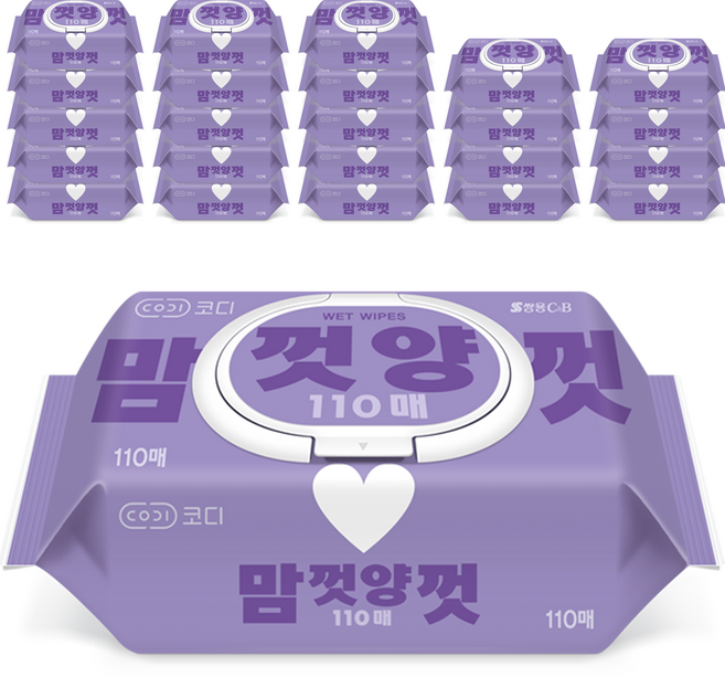 코디 맘껏양껏 물티슈 캡형, 35g, 110매, 24개