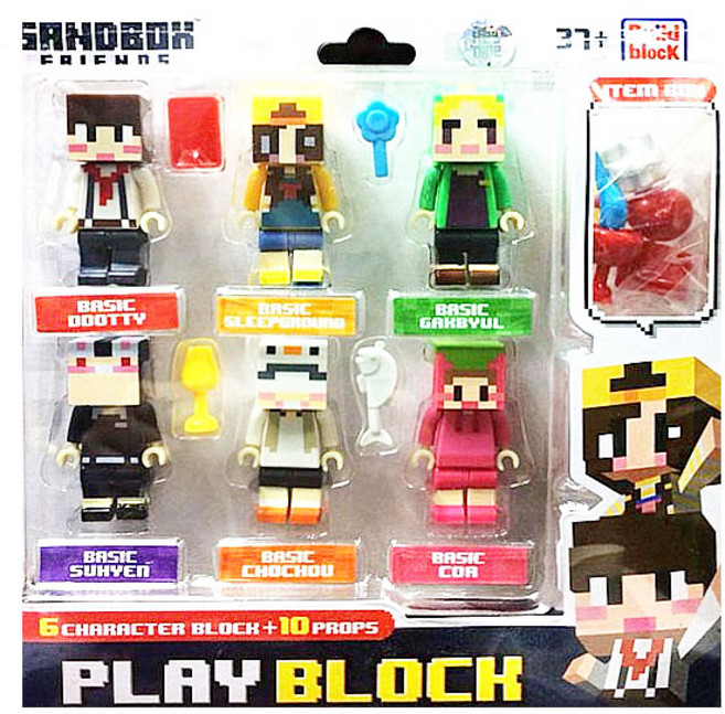 도티잠뜰피규어 샌드박스프랜즈블럭6종세트 도티 초아, 하양, 1개
