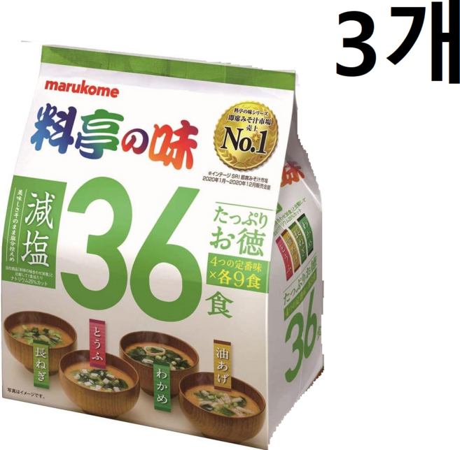마루코메 저염 미소시루 된장국 36식 x3팩, 760g, 3개