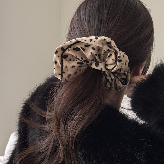 [3color] 내추럴 호피 빅사이즈 헤어 스크런치 곱창 머리끈