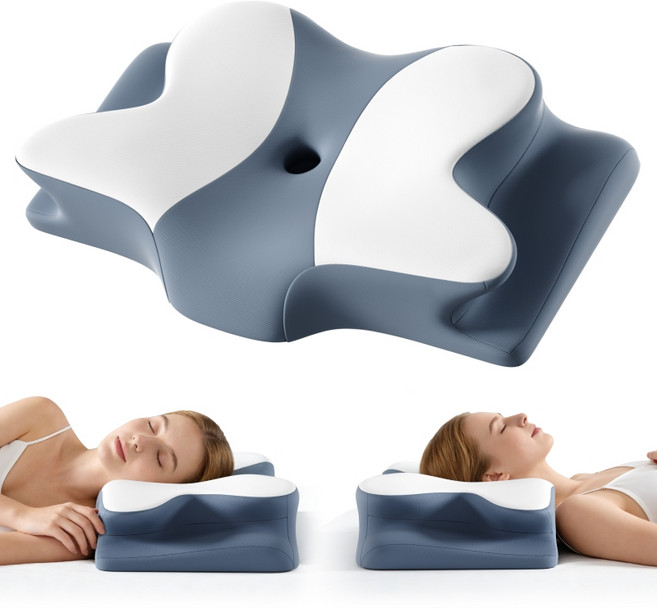 차이첸 옆으로자는 메모리폼 경추베개 편안한 숙면 베개, 1개, 불루