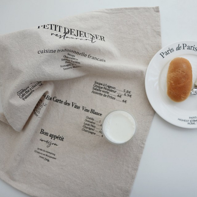 [윤자매네] 감성 인테리어 빈티지 린넨 쁘띠 레터링 키친크로스 패브릭 테이블 매트