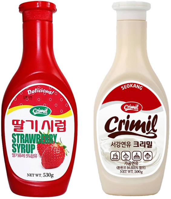 서강 딸기시럽 530g + 연유 500g, 2개