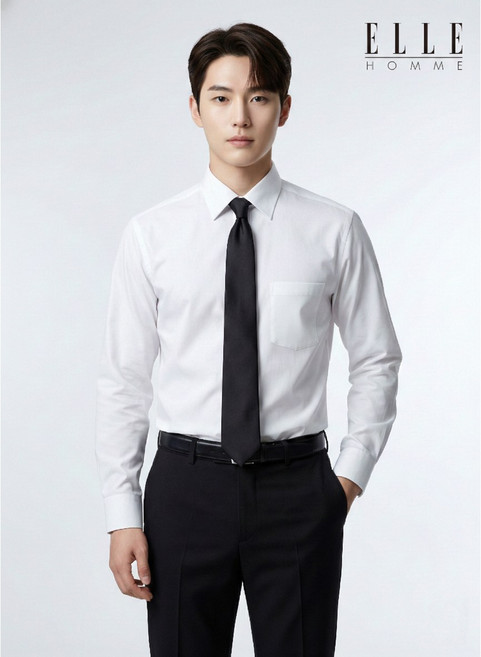 엘르 남성 사계절 구김없는 링클프리 스판 긴팔 와이셔츠 레귤러 슬림