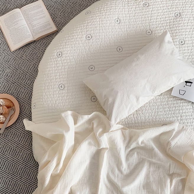 안단테아다지오 비숑 100수 북유럽 아기 원형 면 놀이매트 미끄럼 방지 유아 아이방 러그