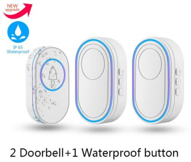 띵샤 야외 433MHz 무선 IP65 방수 초인종 LED 조명 야간 투시경 38 곡 스마트 홈 도어 벨 환영, 14 2doorbell 1button, 1개