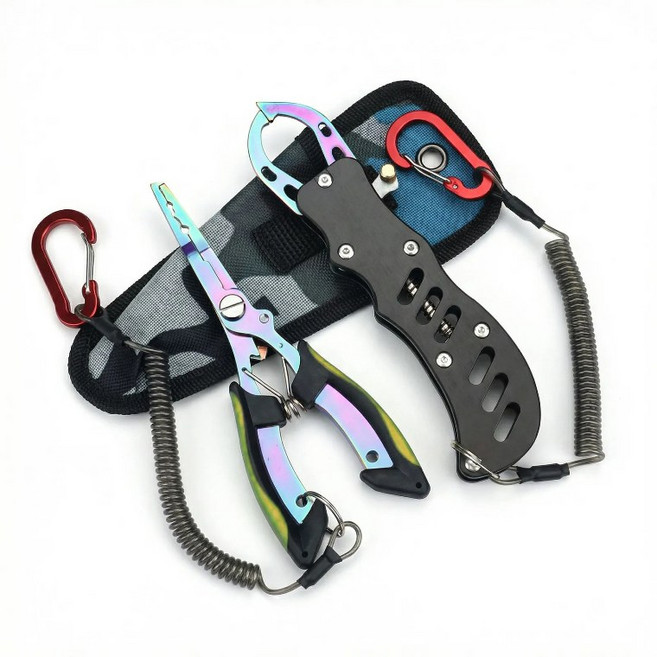 몽치리 낚시 플라이어 세트 피싱그립 다기능 멀티 물고기집게 피쉬그립, 1세트, 블랙