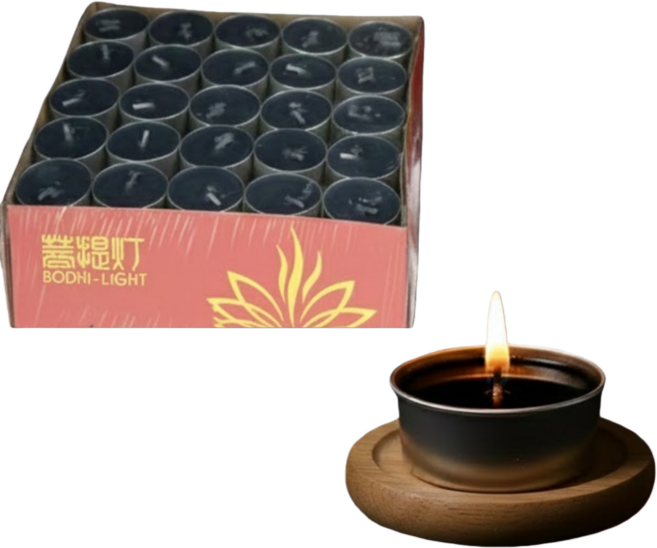 Bodni-Light 酥油燈 - 附隔熱墊 歐盟認證, 黑色 4小時 100顆, 100個