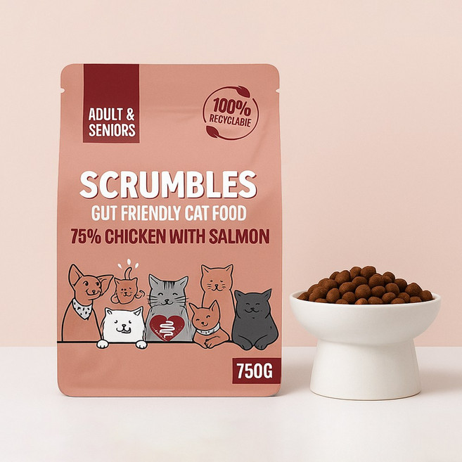 스크럼블즈 어덜트 앤 시니어 고양이 컴플리트 건식사료, 연어, 750g, 1개
