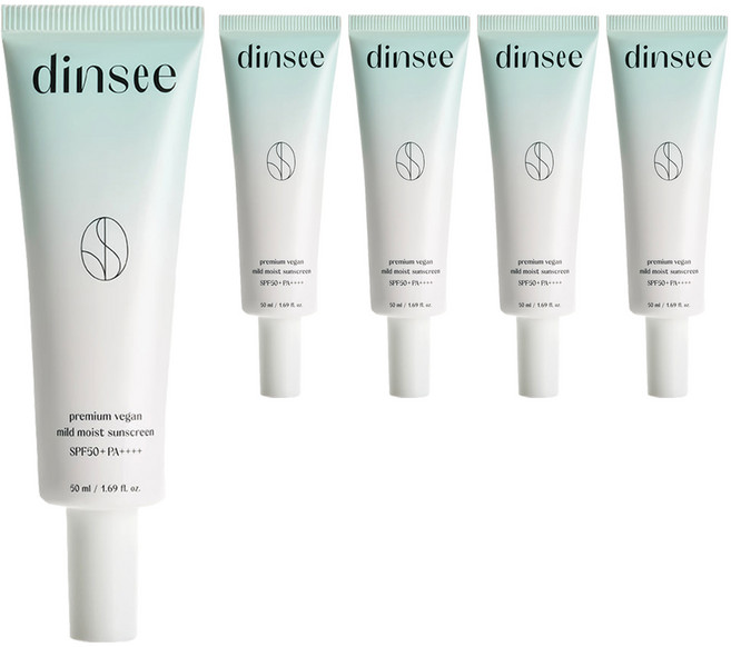 [딘시] 프리미엄 비건 마일드 선크림 (SPF50+PA++++), 50ml, 5개