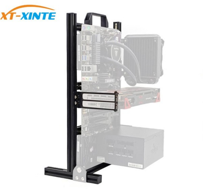 미니 ITX MATX PC 테스트 벤치 핸들 운반 컴퓨터 수냉식 오픈 프레임 오버클럭 에어 케이스 HTPC 지원 그래, [03] M-ATX, 01 Black