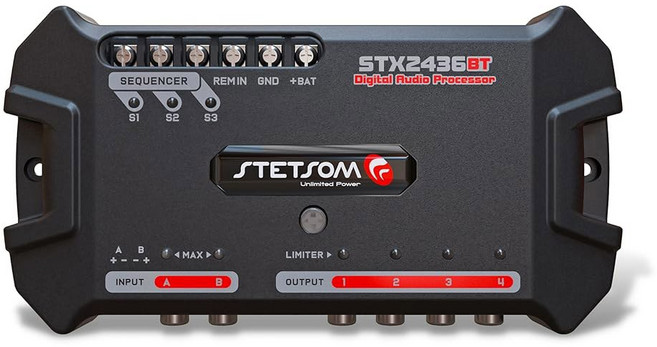 Stetsom STX 2436 Bluetooth DSP PRO 디지털 신호 프로세서 이퀄라이저 APP 밴드 그래픽 고정밀 크로스오버 필터 전압계 리미터 오디오, 1개