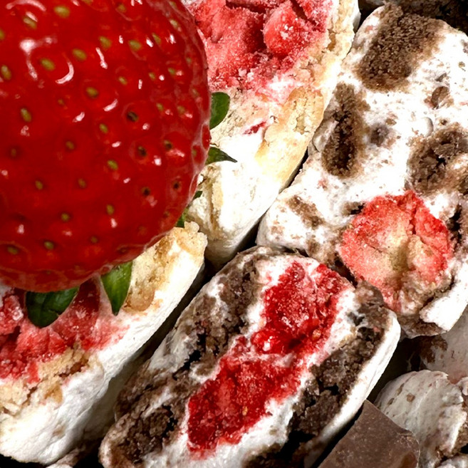 대용량 쫀득 쿠키 딸기 초코 혼합 개별포장 탕비실 아이 간식 선물용 홈카페 디저트, 240g, 1세트