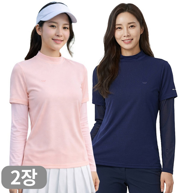 디퍼디 여성 프리미엄 냉감 반목 쿨티 쿨토시 일체형 티셔츠 스포츠 골프웨어 등산 작업복 2장세트