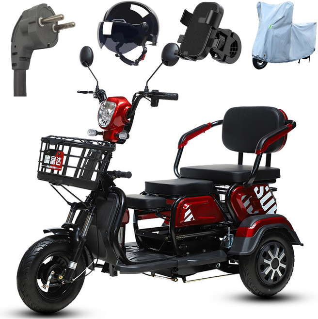 테크앤유 삼륜 노인전동차 리튬배터리 48V 25Ah(100km주행), 레드