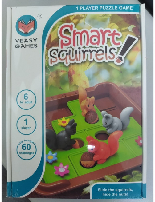 VEASY GAMES Smart Squirrels 兒童益智桌遊 松鼠推果子邏輯遊戲, 1個, 英文版 彩盒（內有中文說明書）