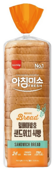 삼립 아침미소 밀배아발효 샌드위치 식빵 토스트, 1개, 790g
