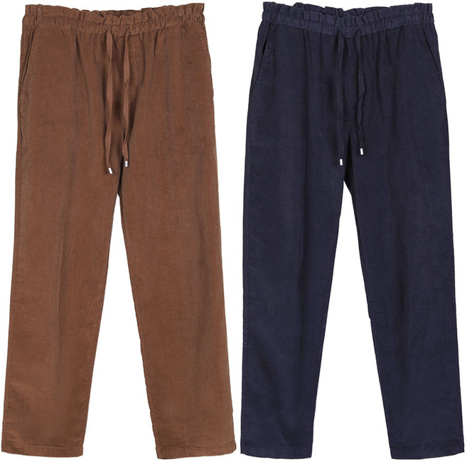 [이지바이] (1+1) 여성 얇은 골덴 팬츠_핫템 여성 피치 밴딩 바지