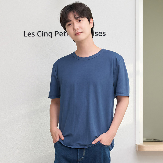 우일 남성 인견 라운드넥 반팔 티셔츠