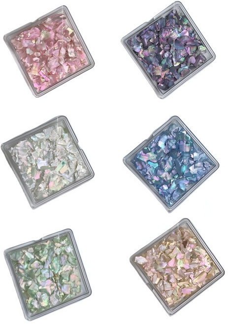 모소가 네일 아트 컬러 오로라 자개 파츠, 1개, 핑크,블루,내츄럴,퍼플,그린,피치 6종