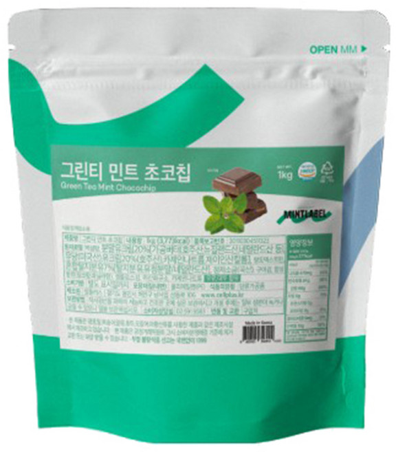 민트라벨 그린티 민트 초코칩 프라페 파우더 800g, 1개, 1개입