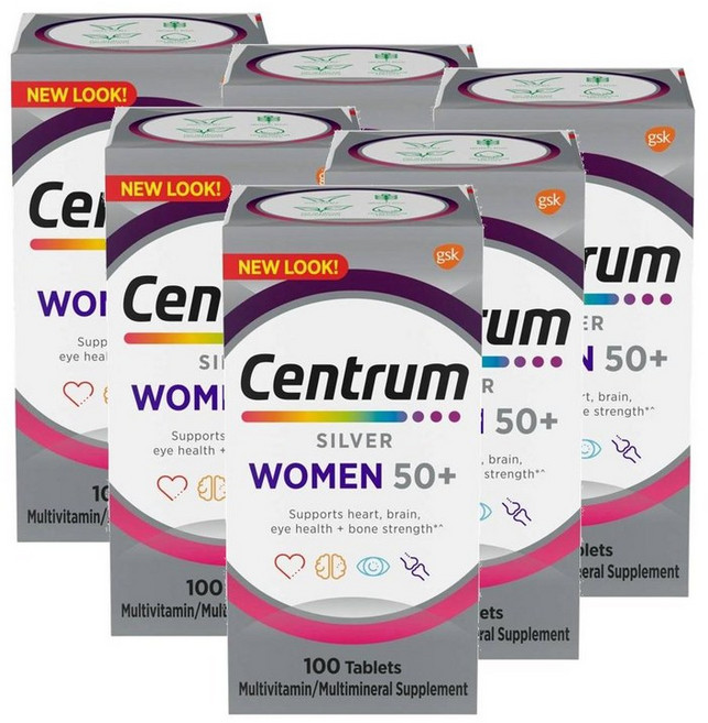 센트룸 우먼 50플러스 실버 멀티비타민 타블렛 Centrum Silver Women 50 Plus Multivitamin, 6개, 100정
