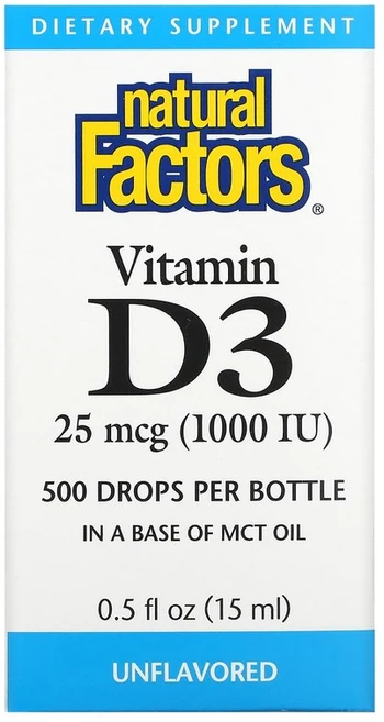 네츄럴팩터스 비타민D3 드롭스 무맛 25mcg(1000IU) 15ml(0.5fl oz), 1개, 150.5정 - 쿠팡