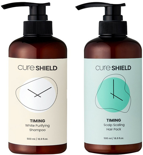 큐어실드 타이밍 화이트 퓨리파잉 & 두피 스케일링 헤어팩 비듬탈출 세트, 1세트