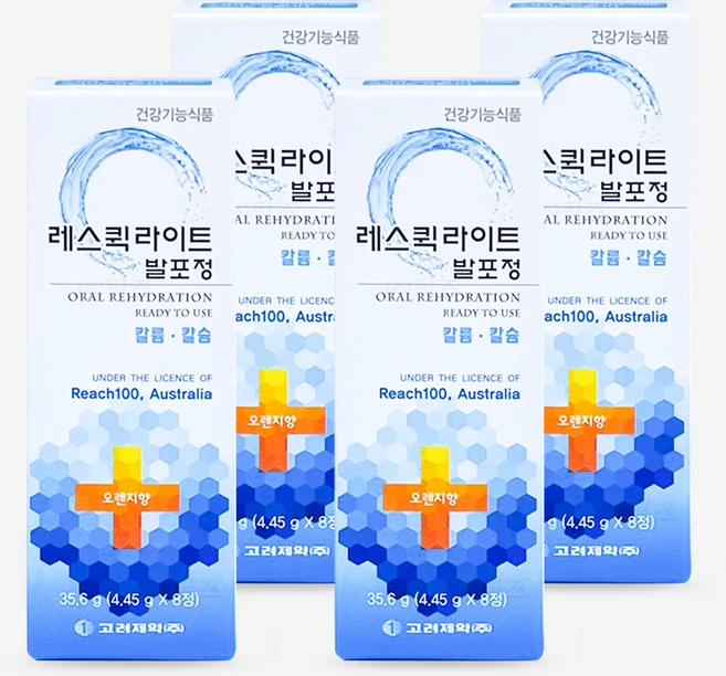 레스퀵라이트 발포정 8정/ 전해질 수분보충, 4개, 8정 - 쿠팡