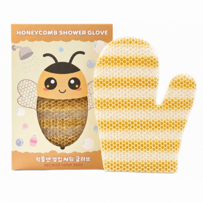 픽플랜 벌집 샤워 글러브 TPU 스트라이프 저자극 샤워장갑, 1개, 1개입, 옐로우