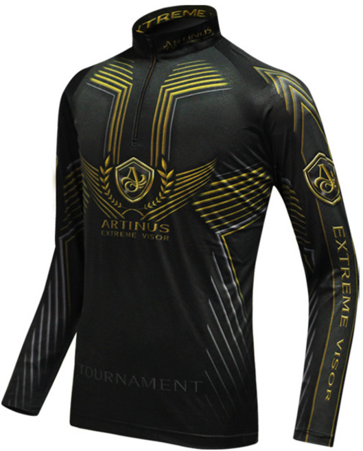 아티누스 AT 597B 고밀도 냉감 낚시복 승화티 블랙, 기본