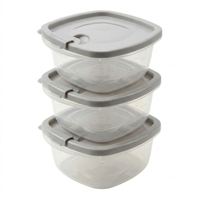 로롱코코 냉동밥 보관용기 전자레인지, 3개, 그레이