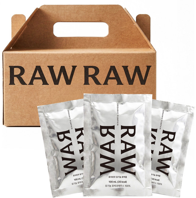 [100% 유기농 늙은 호박즙] 로우로우 유기농 호박즙, 100ml, 20개