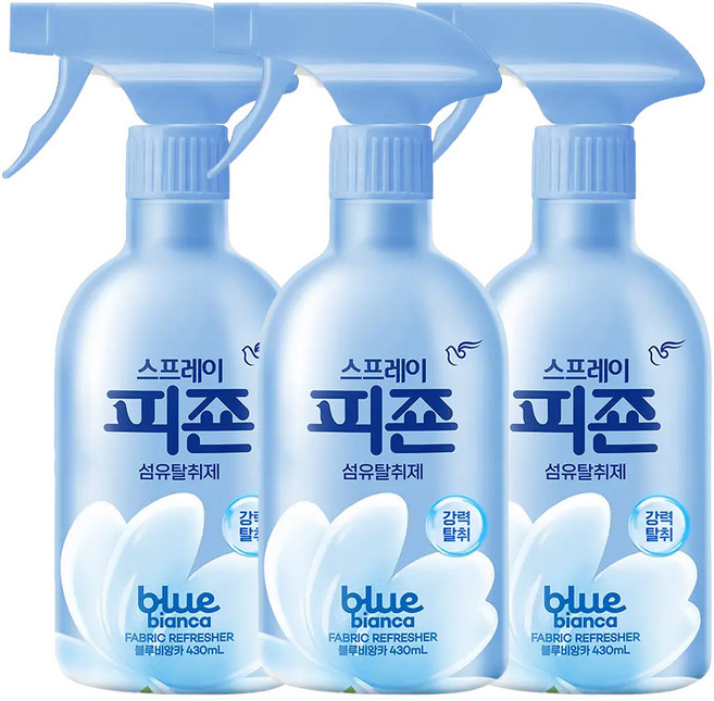피죤 스프레이 강력 섬유탈취제 블루비앙카, 430ml, 3개