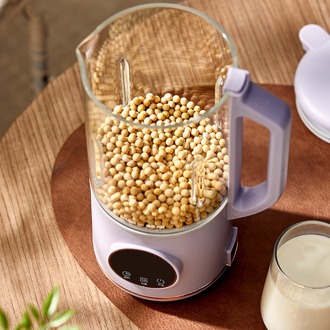 두유제조기 1200ml 대용량 자동세척 가열 두유제조기 보온 저소음 가정용 믹서 메이커 건강식 25년 최신 프리미엄 유리두유제조기, 자주색