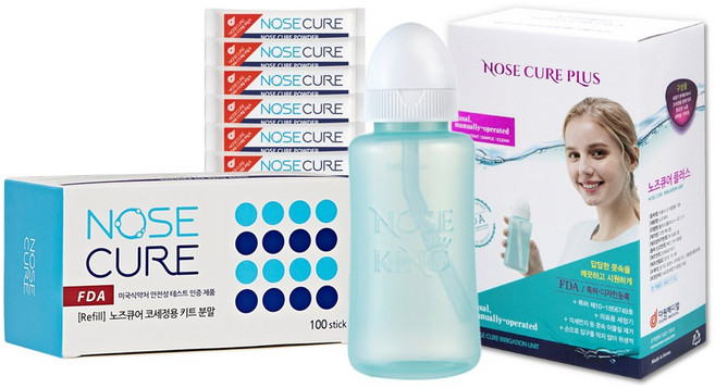 노즈큐어 플러스 코세척기 세트 + 코세척분말 100포, 1세트