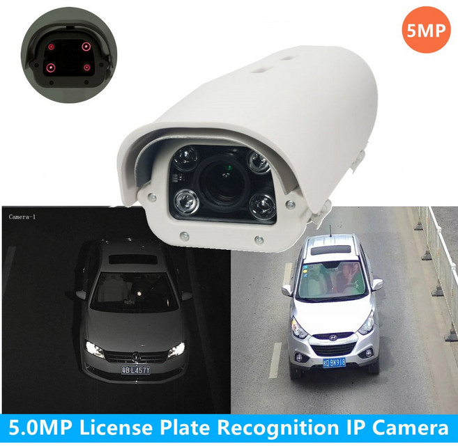 IR LED 차량 라이센스 번호판 인식 POE LPR IP 카메라 고속도로 및 주차장용 브래킷 전원 공급 장치 5MP, 5-50mm IR LED-POE, 1개