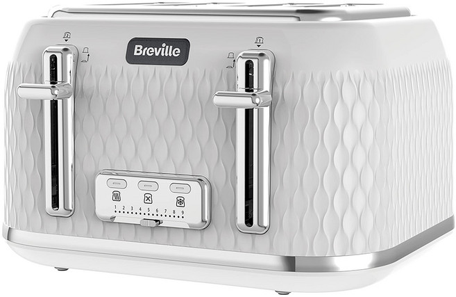 Breville 브레빌 하이 리프트 및 와이드 슬롯이 있는 4구 팝업 토스터기, White