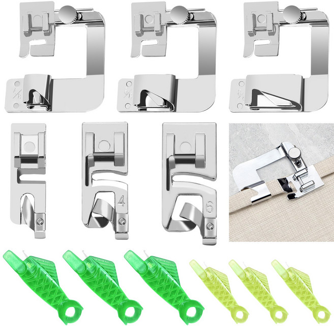 6개 노루발 롤러 피트 스테인리스 스틸 재봉틀 노루발 재봉틀 롤러 피트 조절 가능한 노루발 다기능 노루발 롤러 피트 대부분의 재봉틀 용 롤러 피트 교체 부품