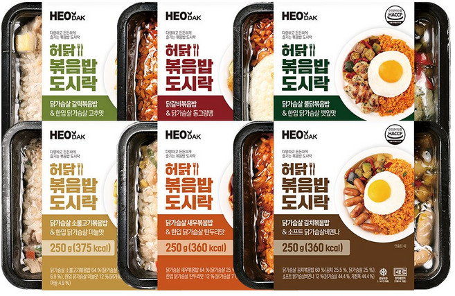 허닭 닭가슴살 볶음밥 도시락 6종 혼합, 6개, 250g