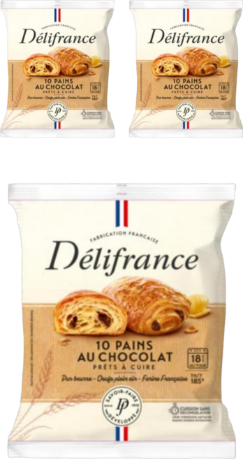 델리프랑스 뺑오쇼콜라 크로아상 베이커리 냉동 생지(버터 21% 초코 11%), 3개, 600g