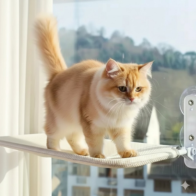 캐쉬카트 고양이 창문 해먹, 1개, 라이트그레이
