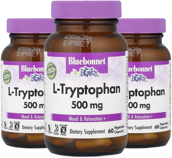 블루보넷 뉴트리션 L-트립토판 500mg 베지 캡슐 60정, 3팩 - 쿠팡