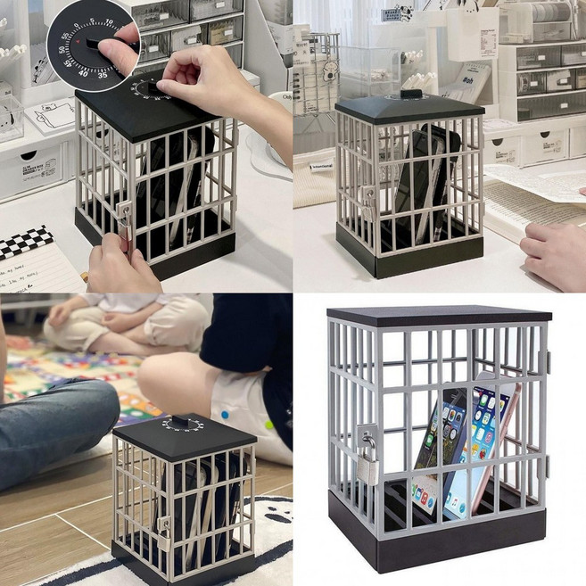 핸드폰 금욕상자 스마트폰 박스 보관 박스 거치대, 블랙, 1개