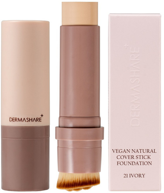 더마쉐어 비건 내추럴 밀착 커버 스틱 세럼 파운데이션 SPF50+ PA+++ 14g, 1개, 21호 아이보리
