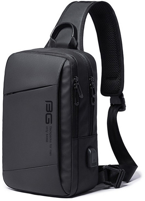 BANGE USB충전 미크런 슬링백 BG-2002, 블랙