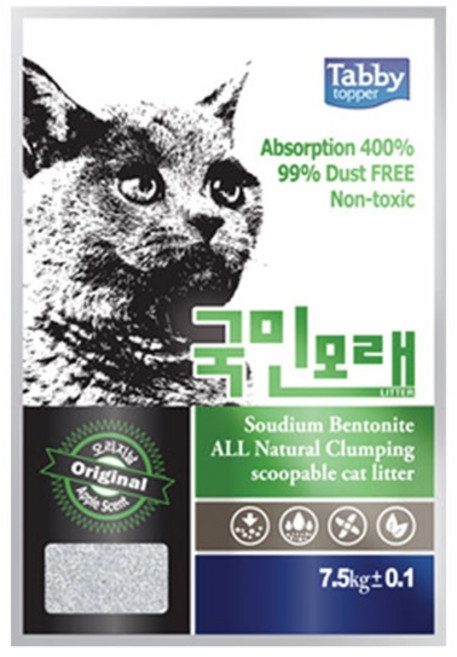 태비토퍼 국민 모래 고양이용 애플향, 7.5kg, 1개