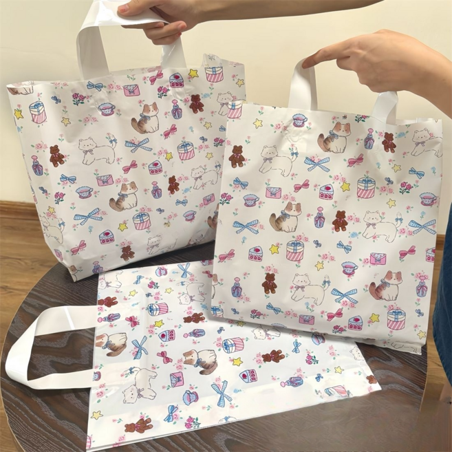 귀여운 캐릭터 비닐 쇼핑백, 25개, 그래피티 고양이30*35